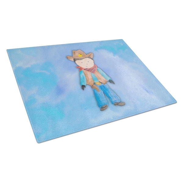 Carolines Treasures Cowboy Watercolor Glass Cutting Board Large - BB7368LCB