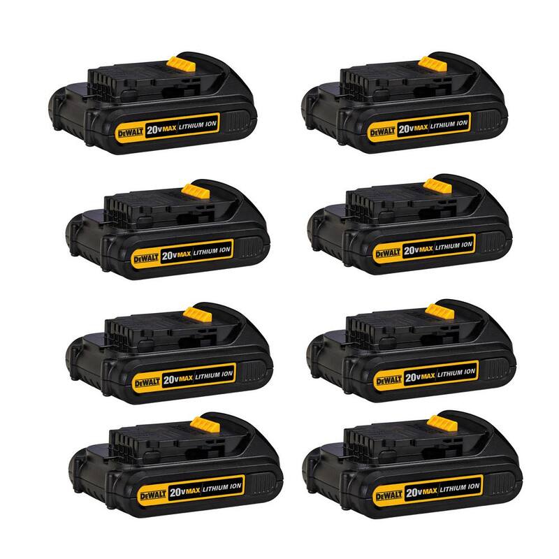 Batería compacta DEWALT 20V MAX de iones de litio de 1.5Ah (paquete de 8) - DCB201-8