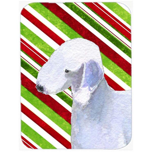 Carolines Treasures 15 x 12 in. Bedlington Terrier Candy Cane Holiday Christmas Glass Cutting Board - Large - SS4552LCB