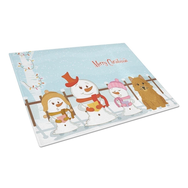 Carolines Treasures Merry Christmas Carolers Norwich Terrier Glass Cutting Board, Large - BB2351LCB
