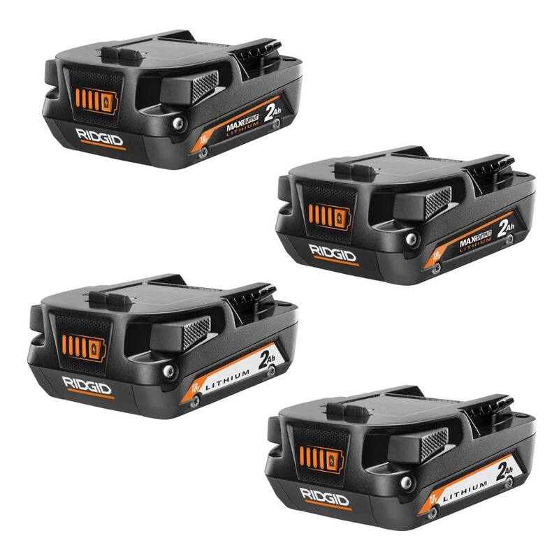 Batería RIDGID de salida máxima de 18V de iones de litio de 2.0 Ah (paquete de 2) con (2) baterías de iones de litio compactas de 2.0 Ah - AC840020P-AC8400802P