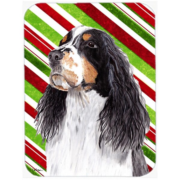 Carolines Treasures 15 x 12 in. Springer Spaniel Candy Cane Holiday Christmas Glass Cutting Board - Large - SC9321LCB