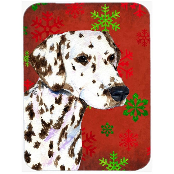 Carolines Treasures Dalmatian Red and Green Snowflakes Holiday Christmas- Glass Cutting Board - Large - SS4676LCB