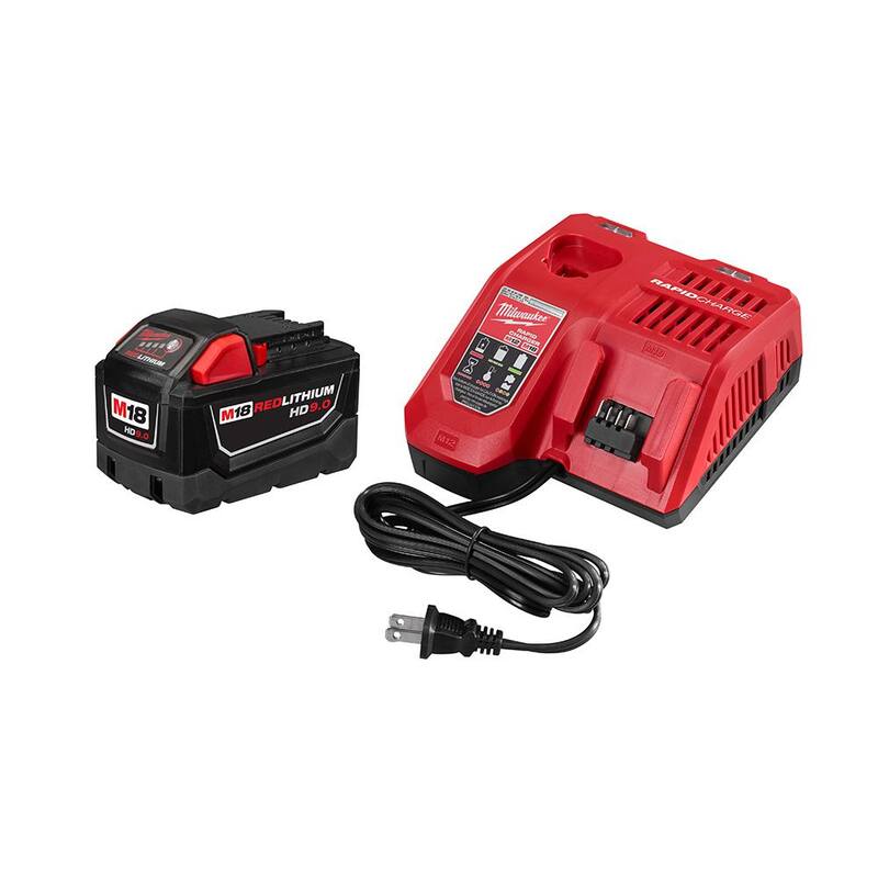 Milwaukee M18 18-Volt Lithium-Ion High Demand Battery Pack 9.0Ah and Charger Starter Kit - 48-59-1890