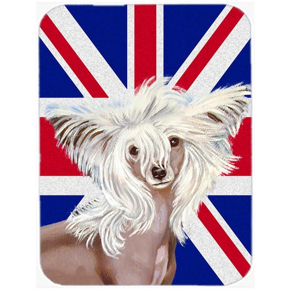 Carolines Treasures Chinese Crested With English Union Jack British Flag Glass Cutting Board - Large - LH9501LCB