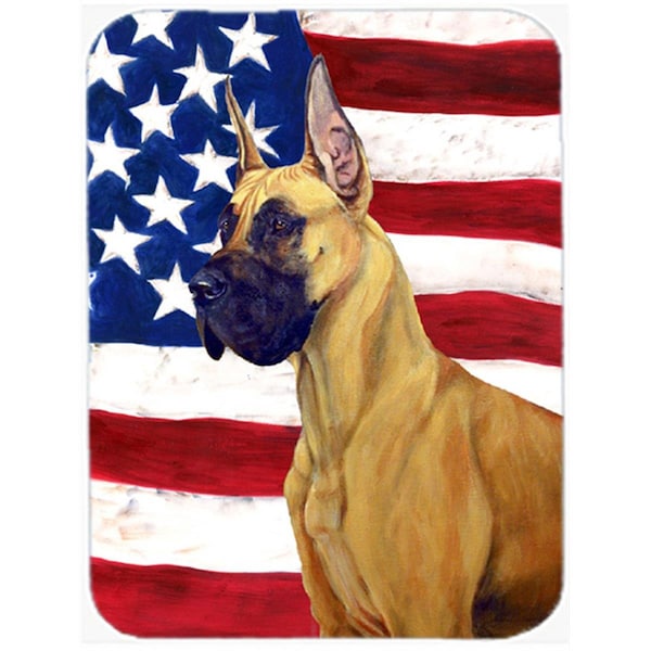 Carolines Treasures USA American Flag with Great Dane Glass Cutting Board - Large- 15 H x 12 L in. - LH9025LCB
