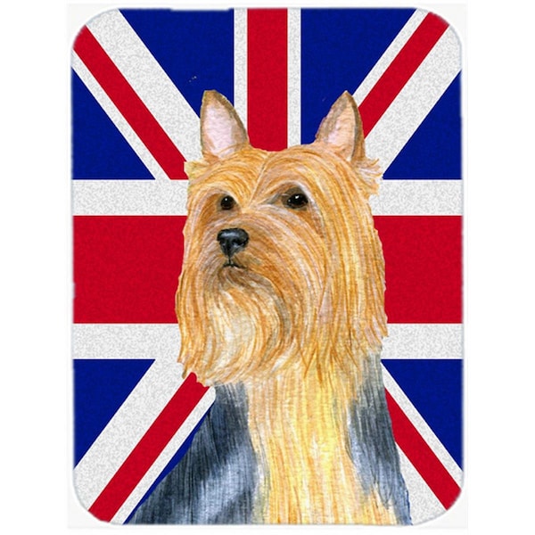 Carolines Treasures Silky Terrier With English Union Jack British Flag Glass Cutting Board - Large - LH9468LCB