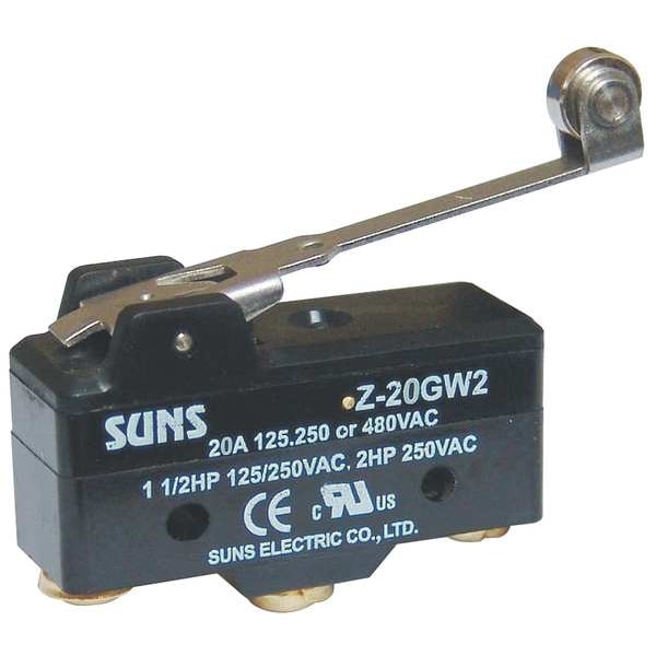Interruptor de acción rápida industrial Zoro Select, rodillo de bisagra, actuador de palanca, SPDT, calificación de contacto de 20A @ 480V AC - 5JEF2