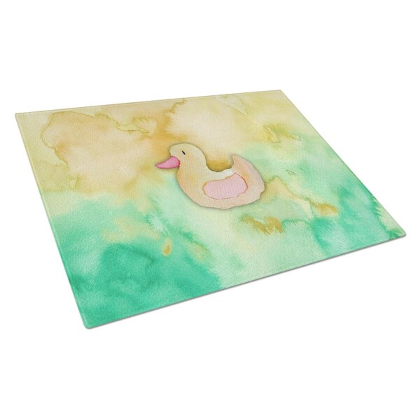 Carolines Treasures Rubber Duckie Watercolor Glass Cutting Board Large - BB7351LCB
