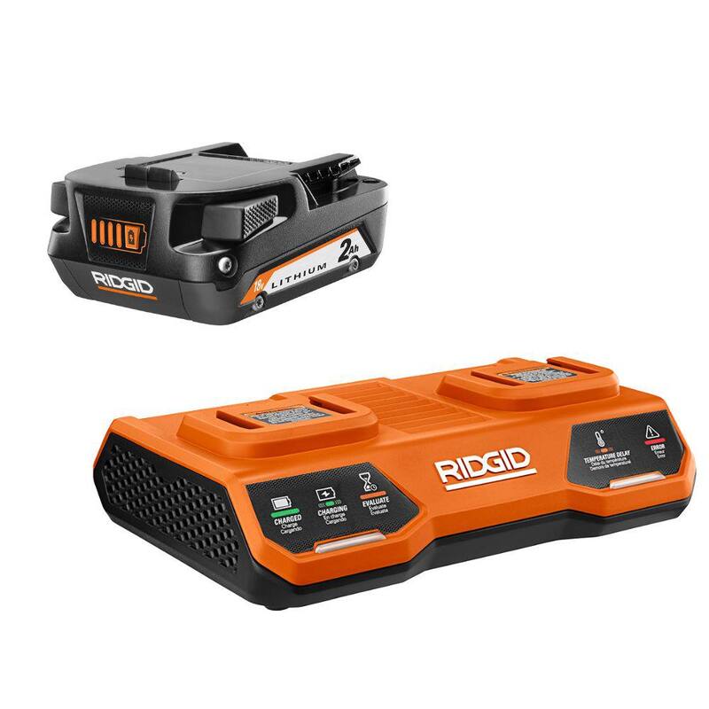 Cargador Dual Port Simultáneo de 18V RIDGID con Batería de 2.0 Ah - AC86095-AC8400802