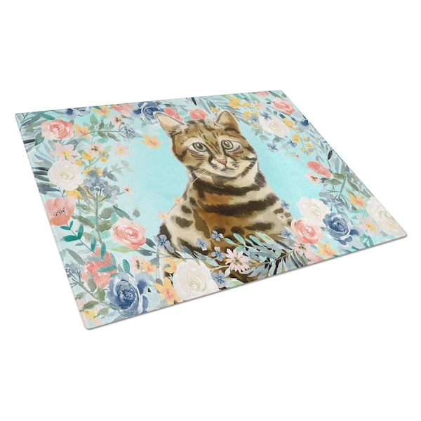 Carolines Treasures Bengal Spring Flowers Glass Cutting Board Large - CK3389LCB