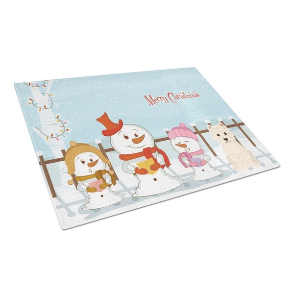 Carolines Treasures Merry Christmas Carolers Westie Glass Cutting Board, Large - BB2373LCB