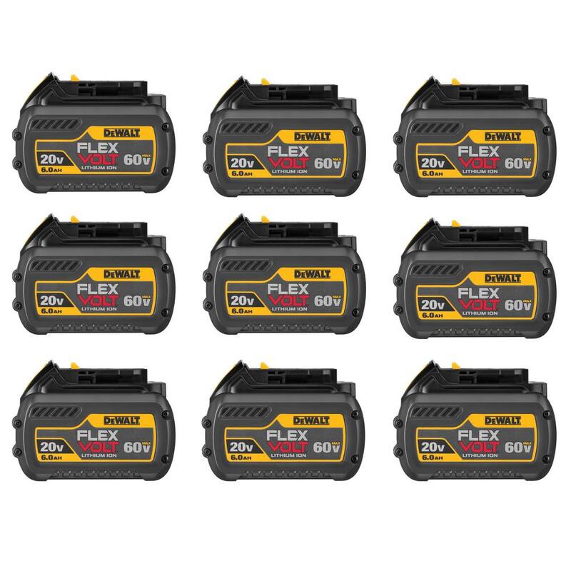 Batería DEWALT FLEXVOLT 20V/60V MAX de iones de litio de 6.0Ah (paquete de 9) - DCB606-9