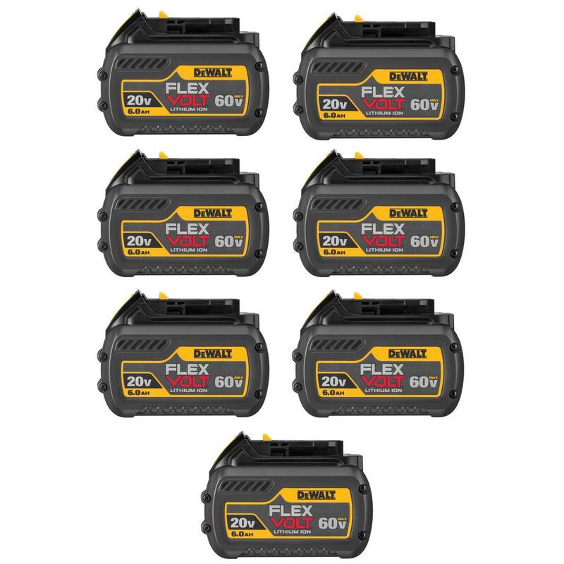 Paquete de baterías DEWALT FLEXVOLT 20V/60V MAX de iones de litio de 6.0Ah (7 piezas) - DCB606-7