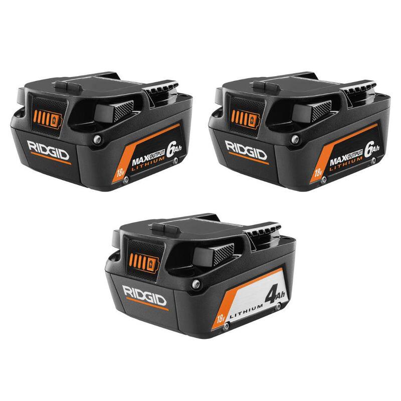 Baterías de litio RIDGID de salida máxima de 18V 6.0 Ah (paquete de 2) con batería de 4.0 Ah - AC840060PN-AC87004