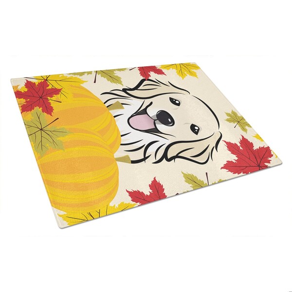 Carolines Treasures Golden Retriever Thanksgiving Glass Cutting Board- Large - BB2011LCB