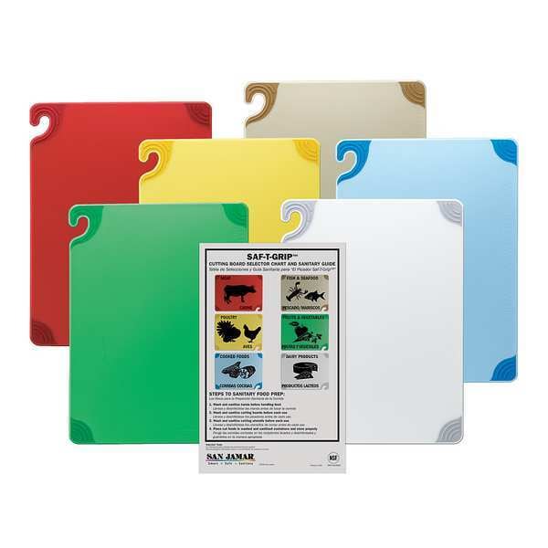 San Jamar Cutting Board Set, 12x18, 6 Boards - CBG1218KCGR