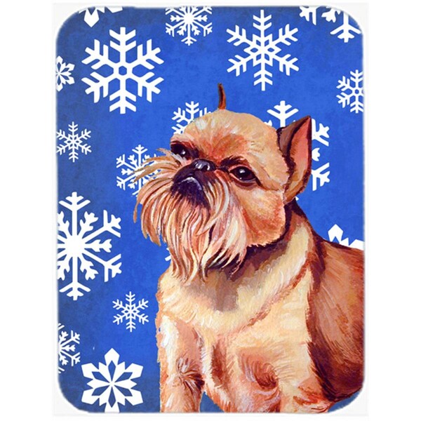 Carolines Treasures 15 x 12 in. Brussels Griffon Winter Snowflakes Holiday Glass Cutting Board - Large - LH9269LCB