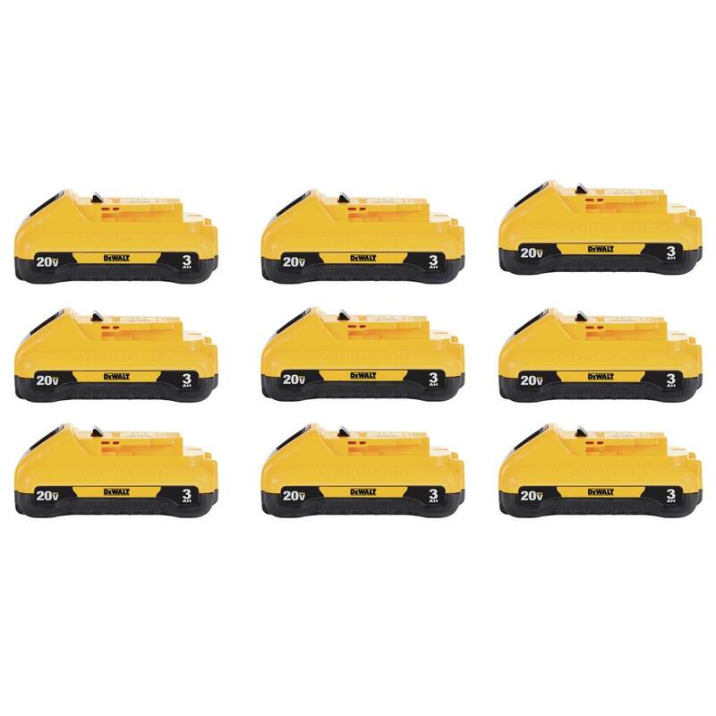 Paquete de batería compacta DEWALT 20V MAX de iones de litio de 3.0Ah (9 unidades) - DCB230-9