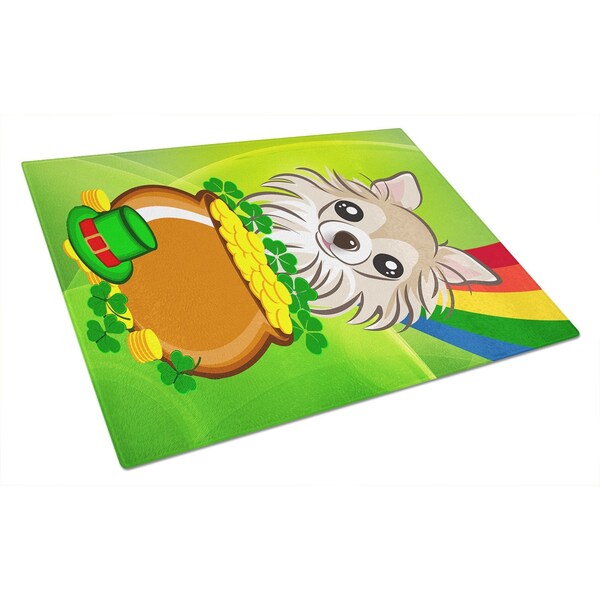 Carolines Treasures Chihuahua St. Patricks Day Glass Cutting Board- Large - BB1995LCB