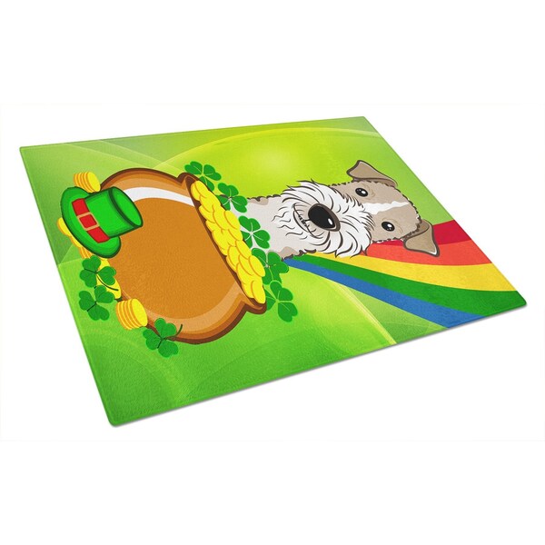 Carolines Treasures Wire Haired Fox Terrier St. Patricks Day Glass Cutting Board- Large - BB1991LCB