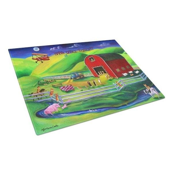 Carolines Treasures Carolines Treasures 7404LCB Corgi Barn Dance Glass Cutting Board - Large - 7404LCB