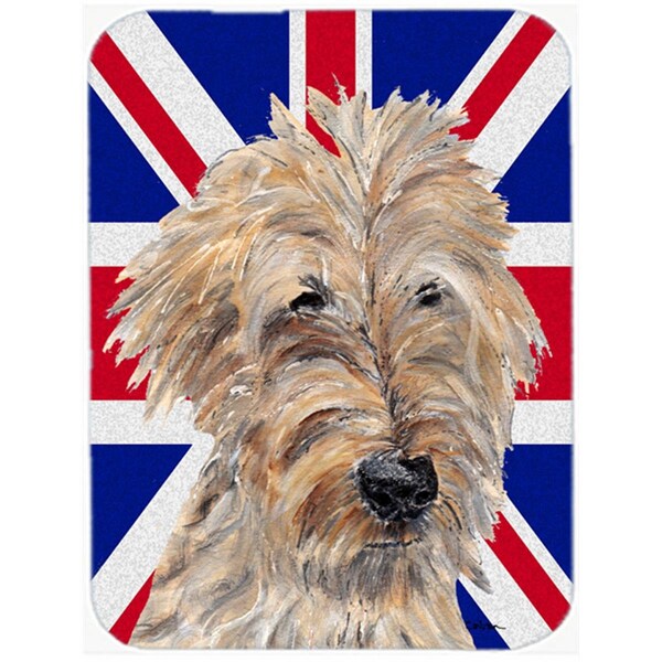 Carolines Treasures Golden Doodle With English Union Jack British Flag Glass Cutting Board - Large - SC9859LCB