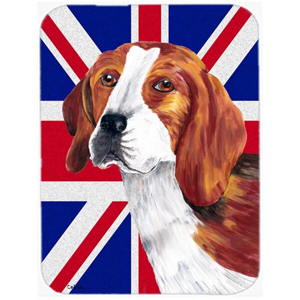 Carolines Treasures Beagle With English Union Jack British Flag Glass Cutting Board - Large - SC9826LCB