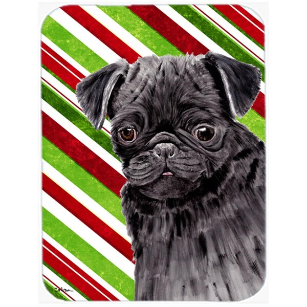 Carolines Treasures 15 x 12 in. Pug Candy Cane Holiday Christmas Glass Cutting Board - Large - SC9326LCB