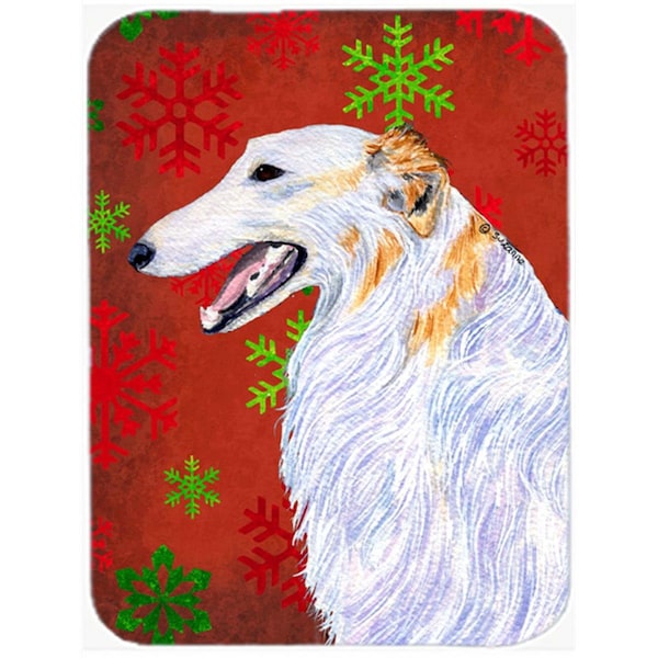 Carolines Treasures Borzoi Red and Green Snowflakes Holiday Christmas- Glass Cutting Board - Large - SS4682LCB