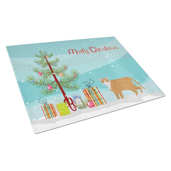 Carolines Treasures European Shorthair No.1 Cat Merry Christmas Glass Cutting Board - Large - CK4617LCB