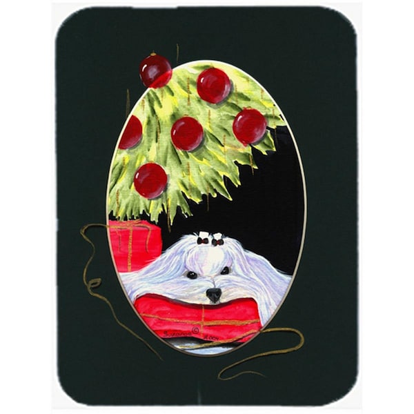 Carolines Treasures Christmas Tree with Maltese Glass Cutting Board - Large- 15 H x 12 L in. - SS8069LCB
