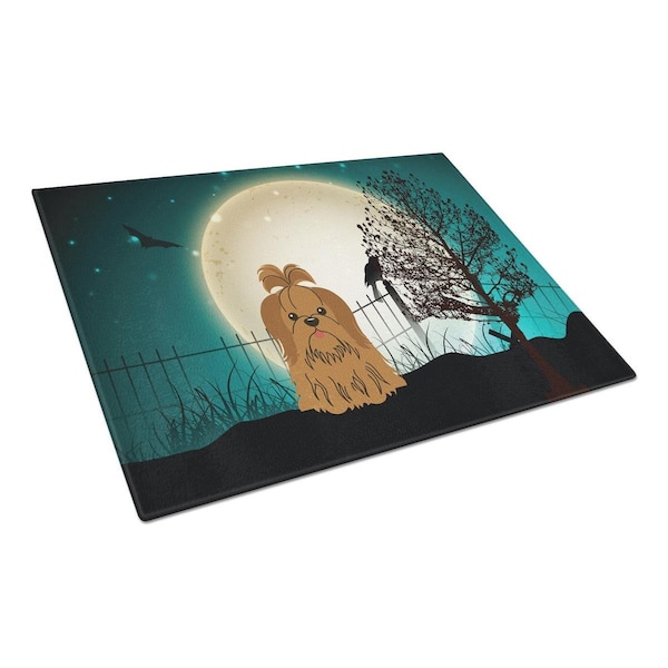 Carolines Treasures Halloween Scary Shih Tzu Chocolate Glass Cutting Board, Large - BB2276LCB