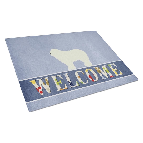 Carolines Treasures Komondor Welcome Glass Cutting Board Large - BB5559LCB