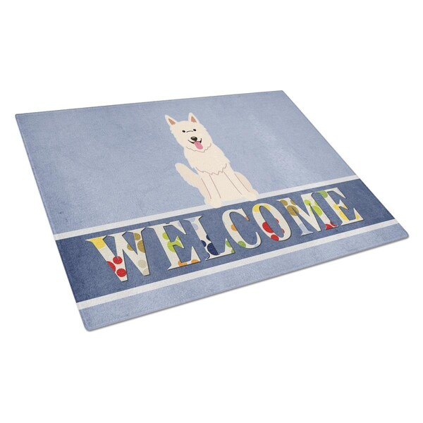 Carolines Treasures White German Shepherd Welcome Glass Cutting Board Large - BB5626LCB