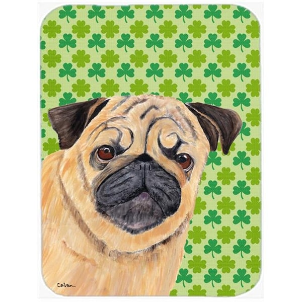 Carolines Treasures Carolines Treasures SC9291LCB Pug St. Patricks Day Shamrock Portrait Glass Cutting Board - Large - SC9291LCB