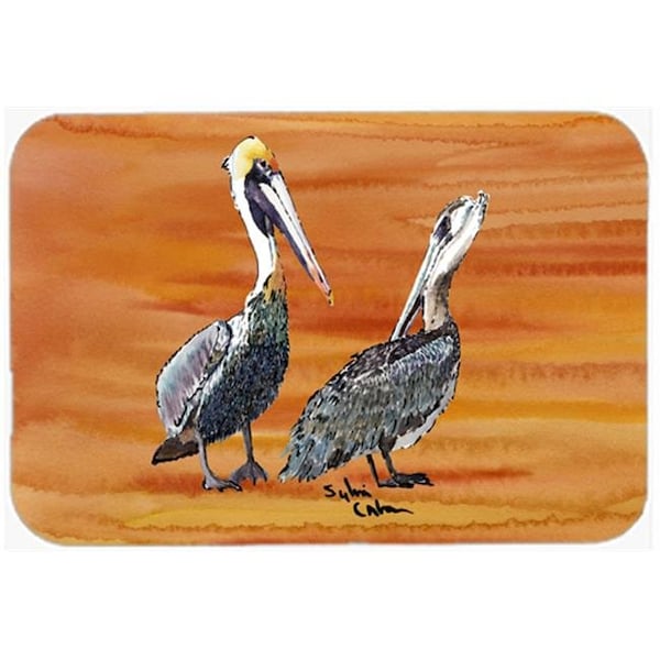 Carolines Treasures Carolines Treasures 8407LCB 15 x 12 in. Double Trouble Pelicans on Hot and Spicy Glass Cutting Board - 8407LCB