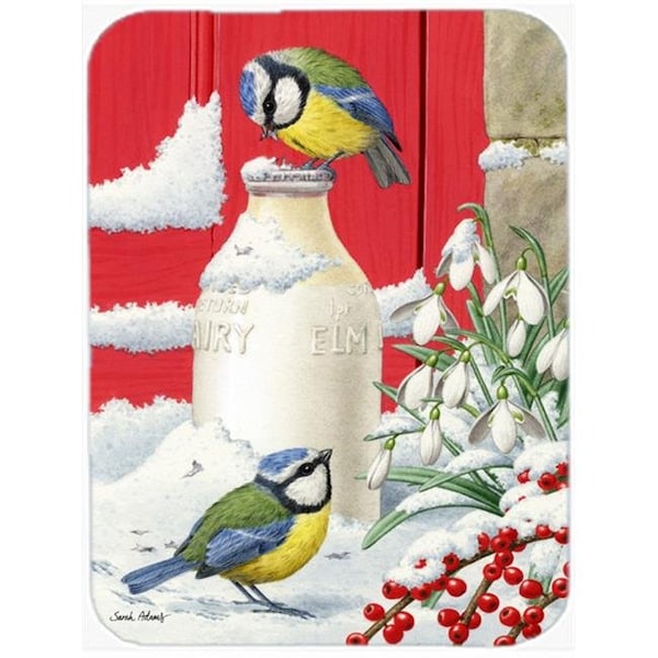 Carolines Treasures Carolines Treasures ASA2003LCB Eurasian Blue Tits Birds & Milk Bottles Glass Cutting Board; Large - ASA2003LCB