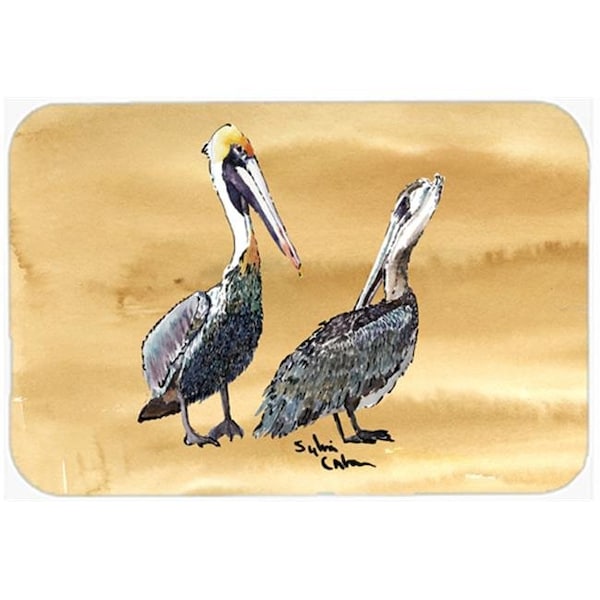 Carolines Treasures Carolines Treasures 8408LCB 15 x 12 in. Double Trouble Pelicans on Sandy Beach Glass Cutting Board - 8408LCB