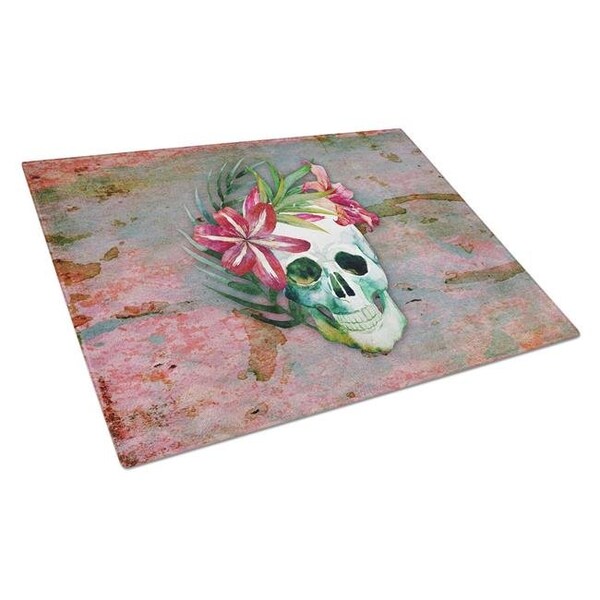 Carolines Treasures Carolines Treasures BB5125LCB Day of the Dead Skull Flowers Glass Cutting Board; Large - BB5125LCB