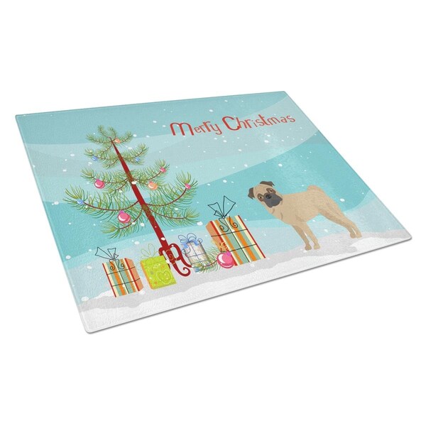 Carolines Treasures Pug Christmas Tree Glass Cutting Board Large - CK3481LCB
