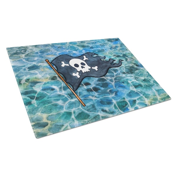 Carolines Treasures Pirate Flag Glass Cutting Board Large - BB5342LCB