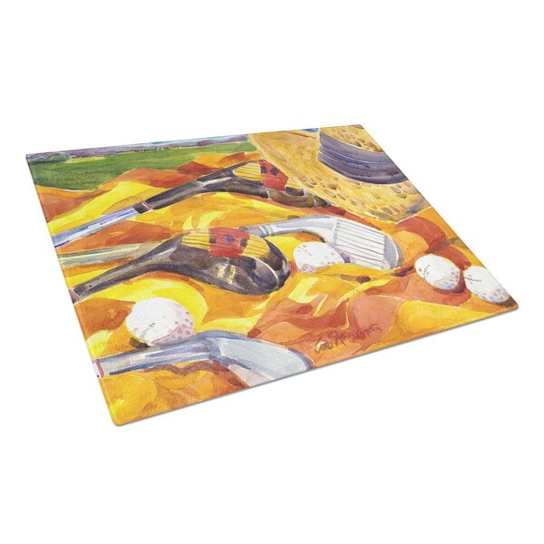 Carolines Treasures 15 x 12 in. Golf Clubs Golfer Glass Cutting Board- Large - 6063LCB