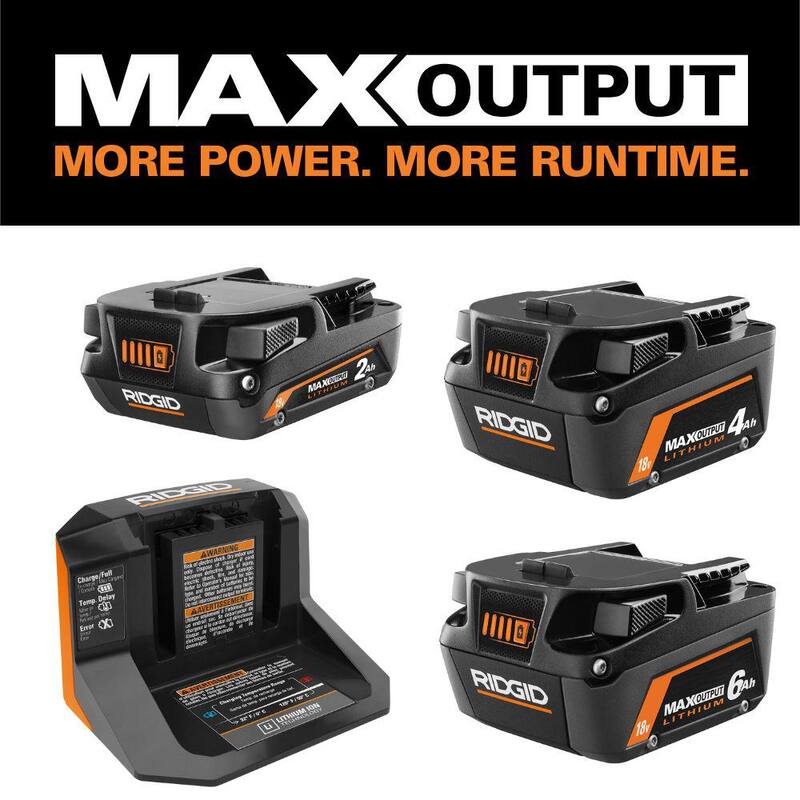Kit de inicio de batería y cargador de iones de litio RIDGID 18V 2.0 Ah, 4.0 Ah, 6.0 Ah - AC9302460SB
