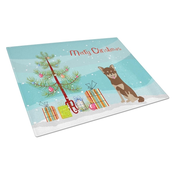 Carolines Treasures Chihuahua Christmas Tree Glass Cutting Board Large - CK3496LCB