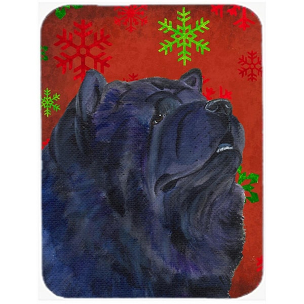 Carolines Treasures Chow Chow Red and Green Snowflakes Holiday Christmas- Glass Cutting Board - Large - SS4708LCB