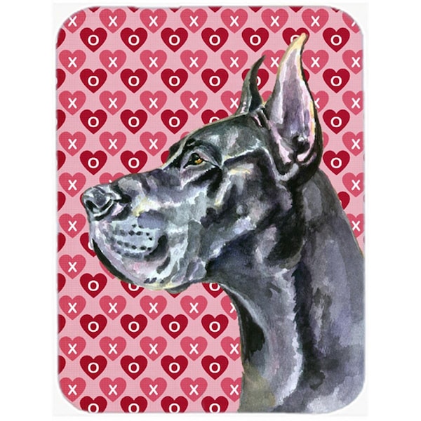 Carolines Treasures Black Great Dane Hearts Love And Valentines Day Glass Cutting Board- Large - LH9564LCB