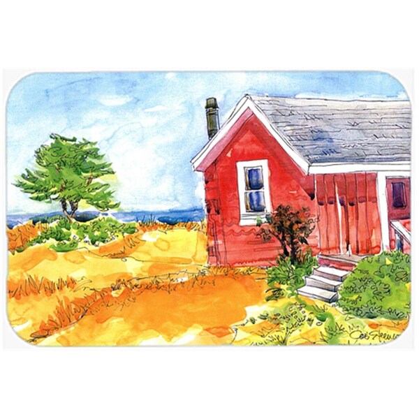 Carolines Treasures 15 x 12 in. Old Red Cottage House at the lake Or Beach Glass Cutting Board- Large - 6041LCB