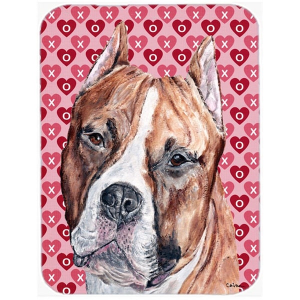 Carolines Treasures Staffordshire Bull Terrier Staffie Large Size Hearts And Love Glass Cutting Board - SC9704LCB