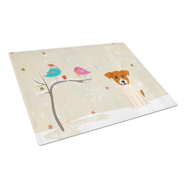 Carolines Treasures Christmas Presents Between Friends Jack Russell Terrier Glass Cutting Board, Large - BB2580LCB